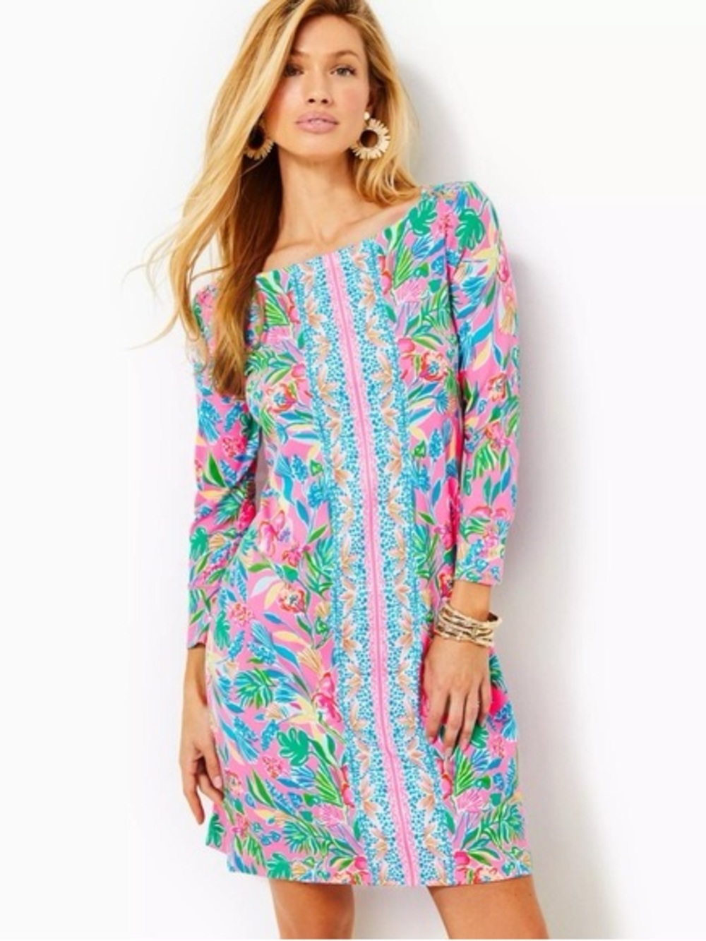 Lilly Pulitzer UPF 50+ Sophie Dress in Havana Pink Casa Jaguar Print
